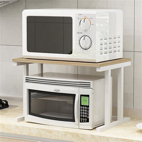 Meco 2 Tier Microwave Oven Stand Wood Storage Rack Shelf Space Saving