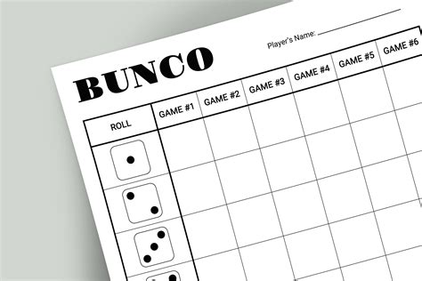 Bunco Score Card Printable Bunco Score Card Bunco Score Etsy