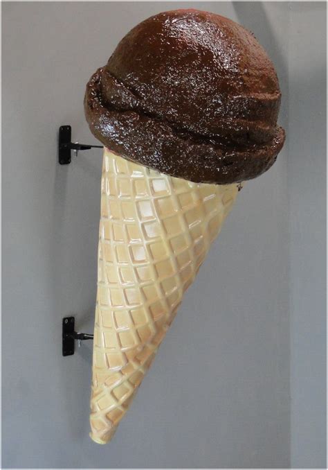 Wall Mounted Ice Cream Cone Advertising Street Sign Old Waffle
