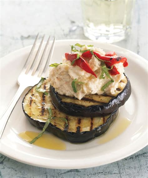 Grilled Eggplant Stacks With Basil Chiffonade Punchfork