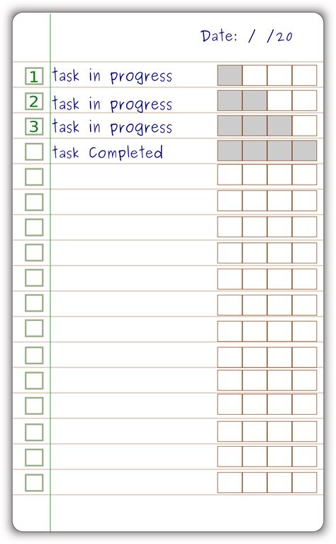 list  progress bar printable template
