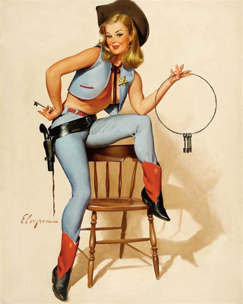buy magnet 1967 elvgren blonde pin up girl a key situation sexy cowgirl magnet vinyl magnetic