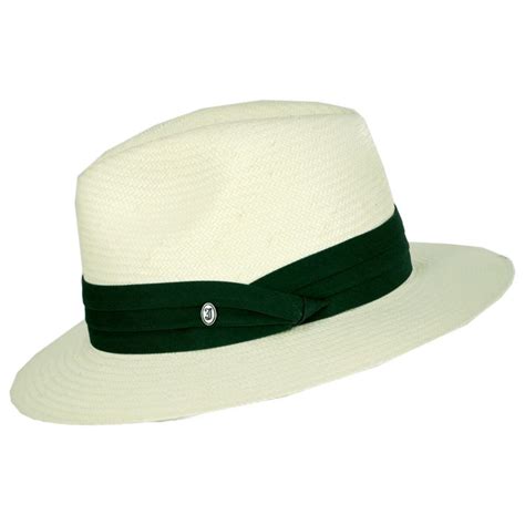 Jaxon Hats Toyo Straw Safari Fedora Hat Green Band Straw Fedoras