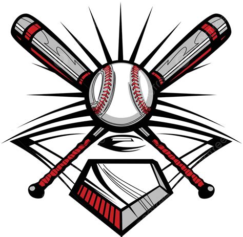 Crossed Bats And Ball Vector Template For Baseball And Softball Photo