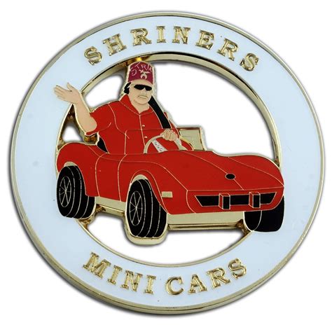 Shriners Mini Round Masonic Auto Emblem White And Red 3