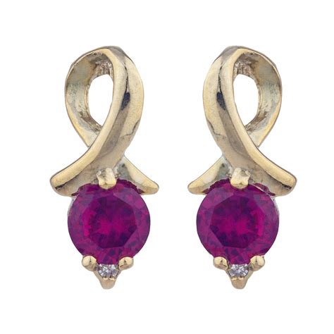 14kt Yellow Gold Ruby Diamond Stud Earrings Jewelry Jewelry And Watches