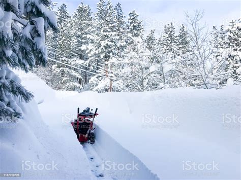 Snow Blowing And Clearing Deep Powder After A Huge California Storm