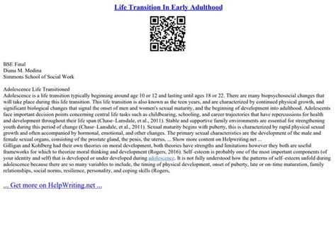 Life Transition In Early Adulthood Ppt