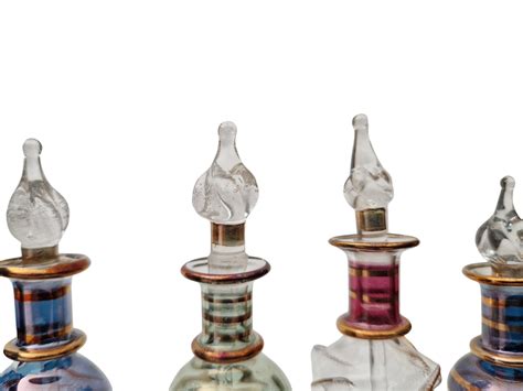 Vintage Egyptian Blown Glass Miniature Perfume Bottles Set Of 5