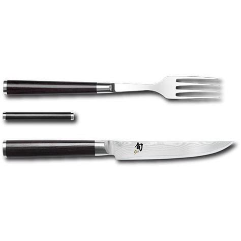 The lower edges of the utensils should be aligned with the bottom rim of the plate, about one (1) inch up from the edge of the table. KAI Shun Steak set with table rest (Fork and Steak knife ...