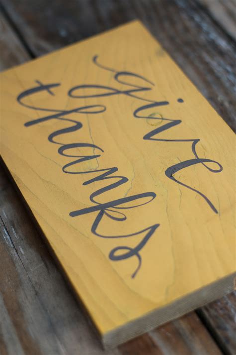 Mustard Give Thanks Wooden Sign, hand painted by Our Backyard Studio in ...