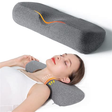 Allsett Health Cervical Neck Roll Memory Foam Pillow Bolster Pillow Round Neck Pillows Support