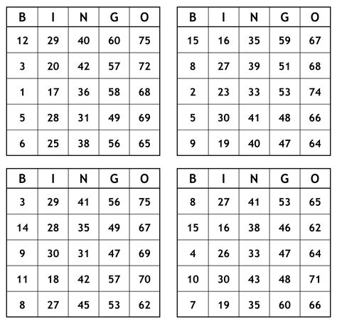 7 Best Images Of Printable Bingo Numbers 1 75 Bingo Numbers 1 75