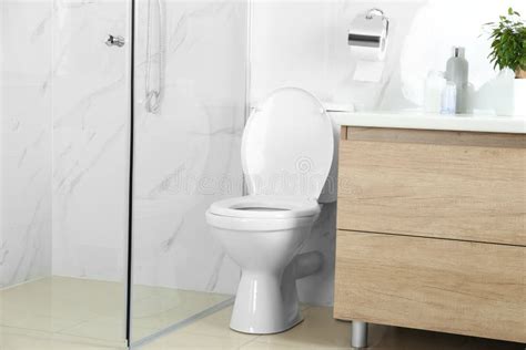 Stylish Toilet Bowl In Modern Bathroom Interior Stock Photo Image Of