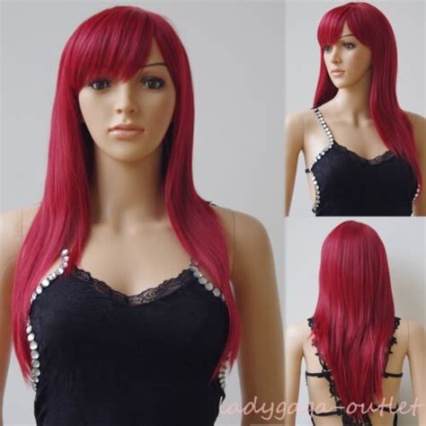 Long Hair Wig With Bangs Women Natural Wavy Straight Cosplay Party