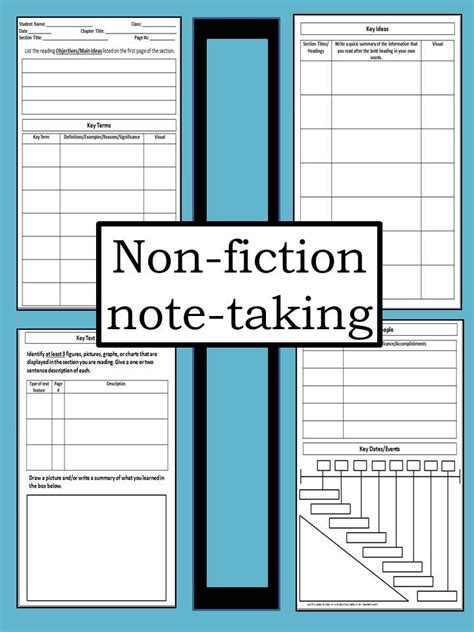 Note Taking Template For Non Fiction Texts High School Students