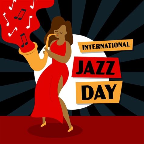 Dibujado A Mano El Día Internacional Del Jazz Vector Gratis