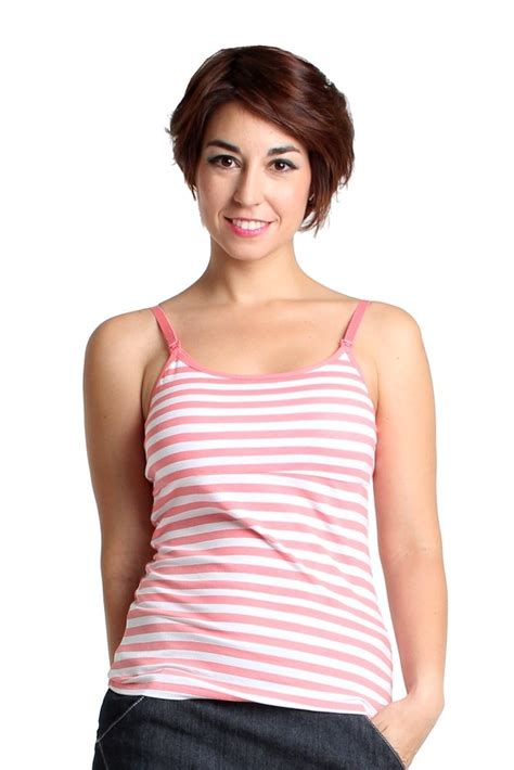 Immy Padded Nursing Camisole In Pink Stripe By Spring