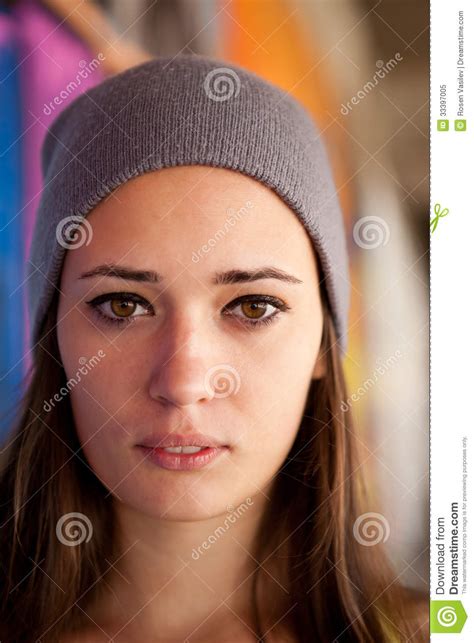 Pretty Girl With Gray Hat Royalty Free Stock Photo Image