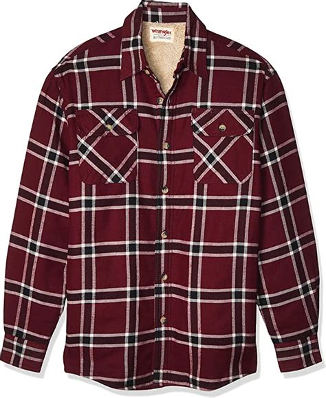 Wrangler Authentics Mens Long Sleeve Sherpa Lined Flannel Shirt At