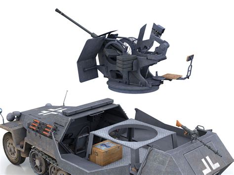 SDKFZ 251 Ausf C Hanomag Anti Aircraft Vehicle FRHG 3D Model CGTrader