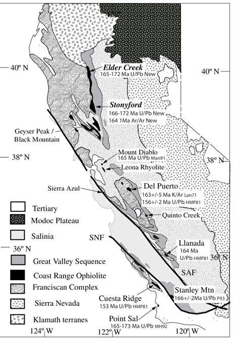 Generalized Geologic Map Of California Showing Major Lithotectonic