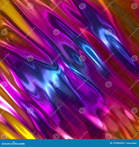 3d Render Abstract Background Iridescent Holographic Foil Metallic