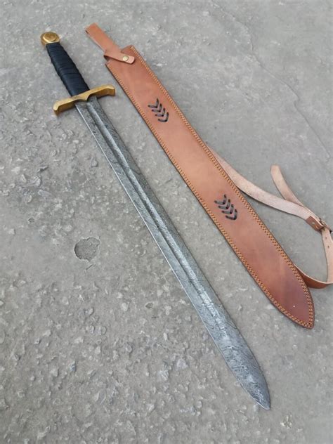 Beautiful Damascus Steel Custom Handmade Swordvikings Sword Etsy