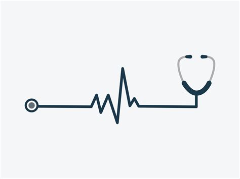 Stethoscope And Heartbeat Graph Pulse Isolate On White Background
