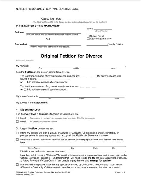 Texas Divorce Forms Fill Online Printable Fillable Blank Pdffiller