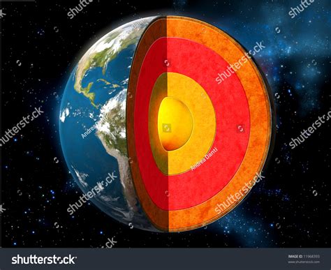 Earth Cross Section Showing Internal Structure Stock Illustration