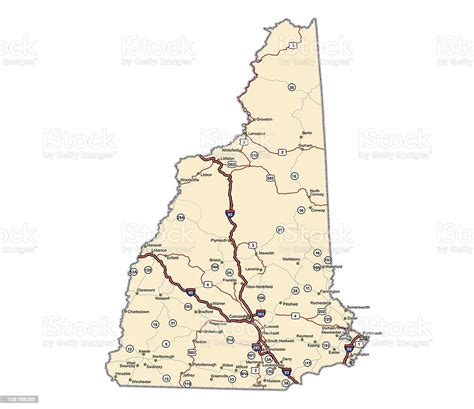 New Hampshire Highway Map Stock Illustration Download Image Now Istock