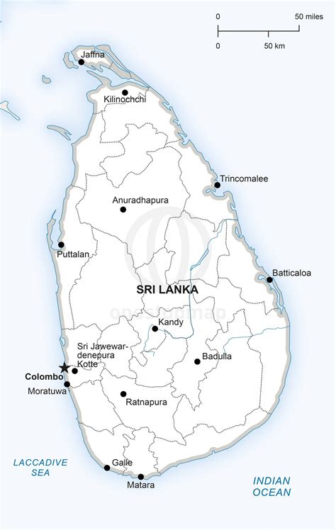 Vector Map Of Sri Lanka Printable And Editable Adobe Illustrator AI
