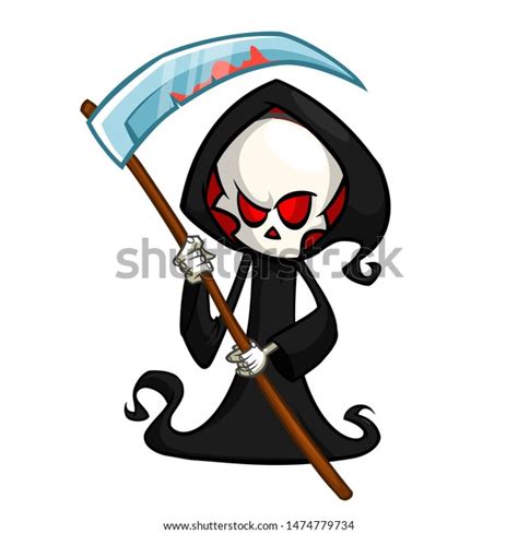 Cute Cartoon Grim Reaper Scythe Halloween Stock Illustration 1474779734