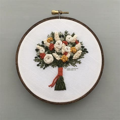 Embroidered Fall Wildflower Bouquet Wildflower Bouquet Embroidered