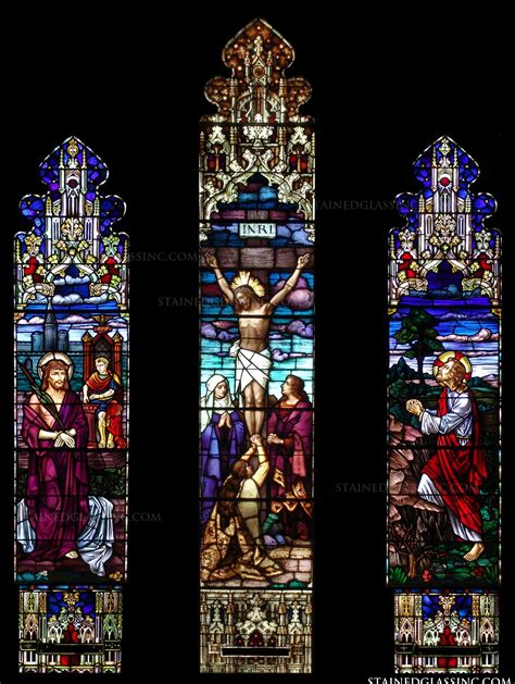 Christ S Crucifixion Gothic Style Religious Stained Glass Window