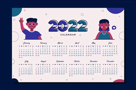 Free Vector Hand Drawn Flat 2022 Calendar Template