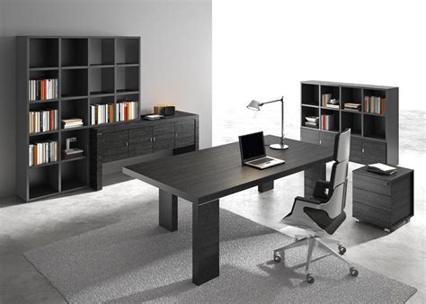 Modern Black Wood Executive Desk Ambience Doré