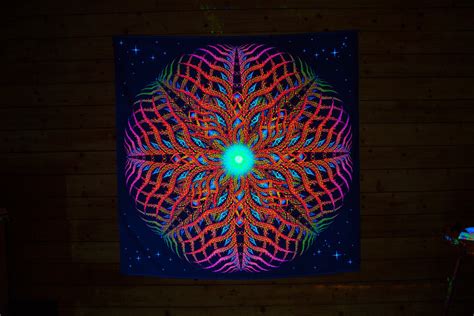Psychedelic Tapestry Zir Uv Blacklight Backdrop Etsy