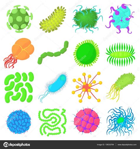 Im Genes Virus Y Bacterias Virus Bacterias Formas Iconos Conjunto