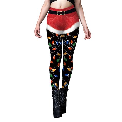 Womens Funny Printed Ugly Christmas Leggings High Waist Stretchy Slim Fit Xmas Tights