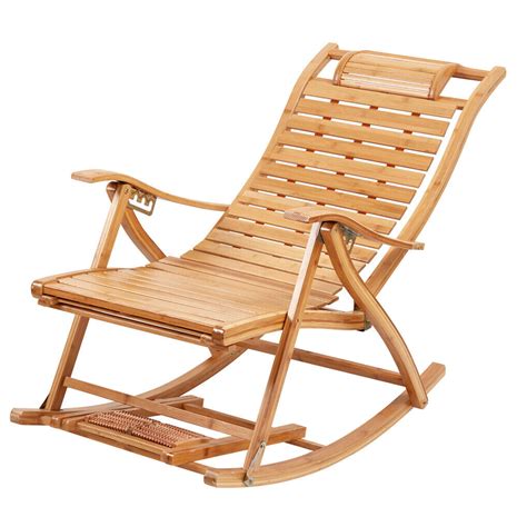 Bamboo Outdoor Garden Deck Rocking Chair Armchair Relaxing Recliner