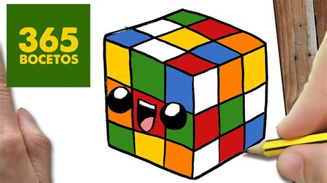Como Dibujar Cubo De Rubik Kawaii Paso A Paso Dibujos Kawaii Faciles