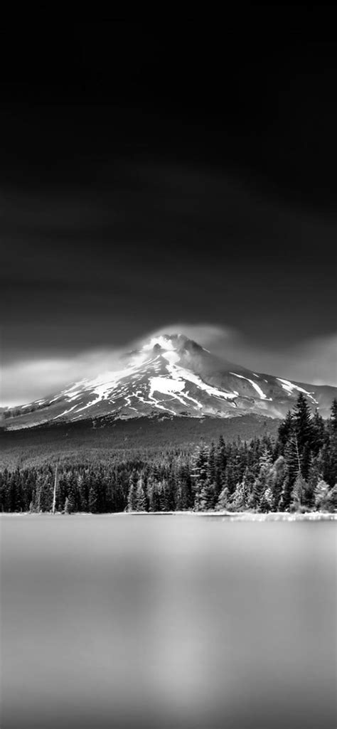 Nature Snowy Mountains Lake Grayscale Landscape Iphone 11 Wallpapers