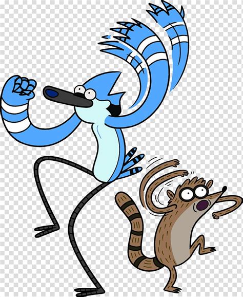 Blue Bird And Brown Raccoon Cartoon Illustration Regular Show