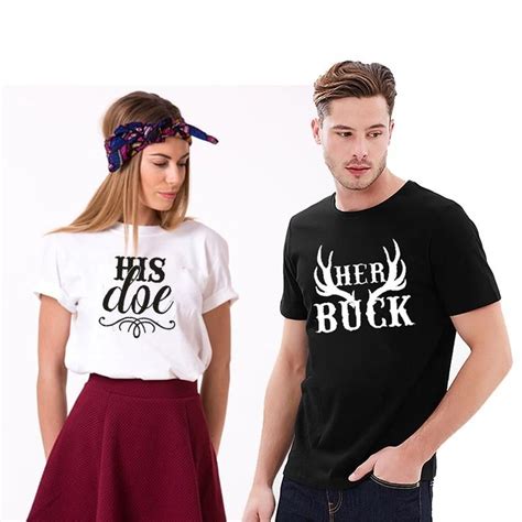 Couple T Shirt His Doe And Her Buck Cute Couple Shirts Matching Couple Outfits Couple Shirts