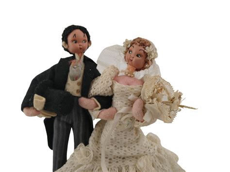 Mid Century Bride And Groom Dolls Vintage Handmade French Wedding