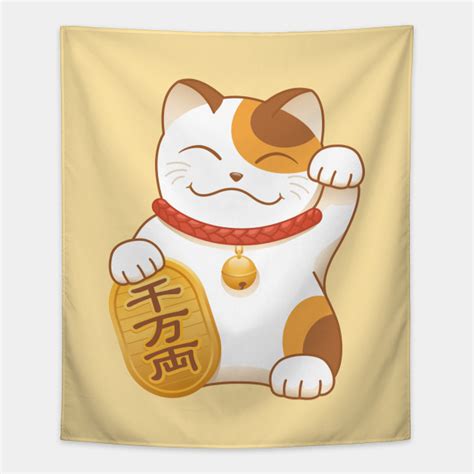 Maneki Neko Japanese Lucky Cat Cat Tapestry Teepublic