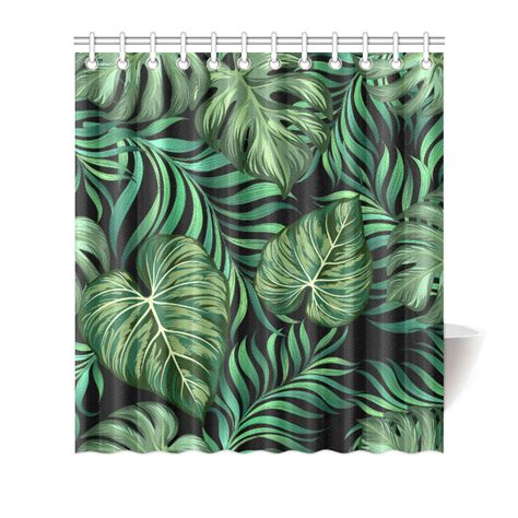Green Fresh Tropical Palm Leaves Shower Curtain Jtamigo