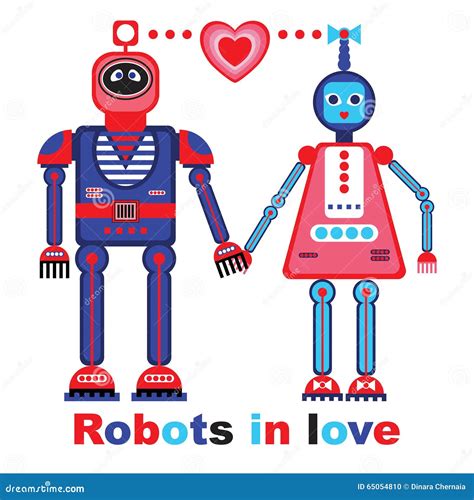 Robots In Love Vector Illustration Stock Vector Illustration Of